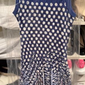NIC+ZOE Blue and White Polka Dot Midi Dress